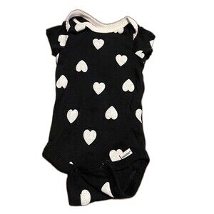Gerber Baby Girl Black with White Hearts Onesie